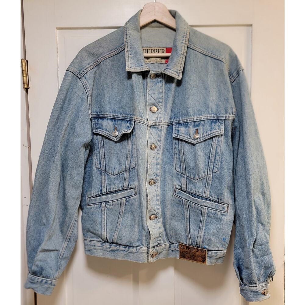 Pepper Brand Italian Made Denim Trucker Jacket - Women's L